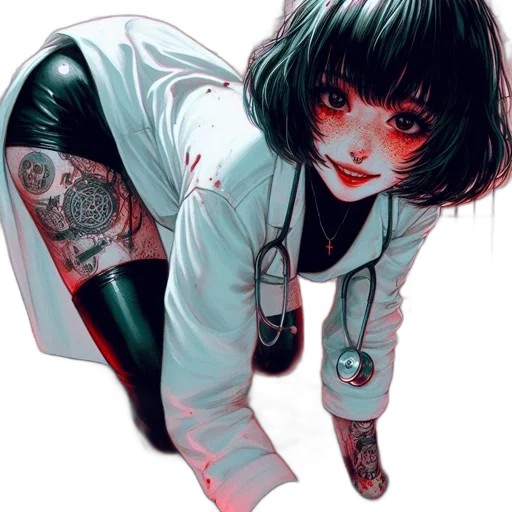 jacket, robot, comic book art, cyberpunk, concept art, anime, neon lights, monochrome transparent PNG cut-out