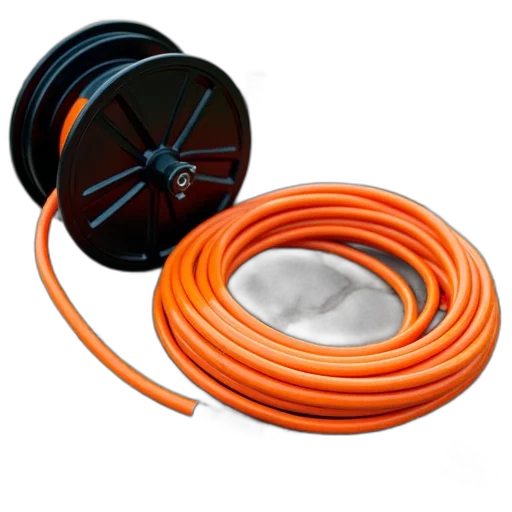 jewelry, coiled, orange, garden, hose, lying, ground, next transparent PNG cut-out