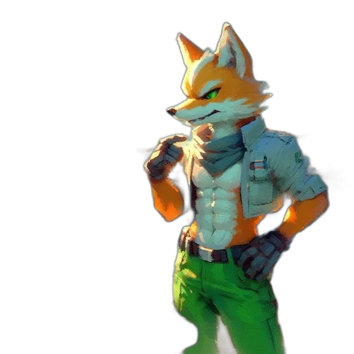 staff, jacket, animal, mask, concept art, pixel art, 3d render, fantasy art transparent PNG cut-out