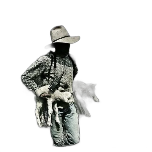 jacket, robot, hat, weapon, 3d render, concept art, photorealistic, outer space transparent PNG cut-out
