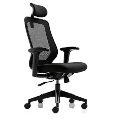 furniture, staff, 3d render, modern, black, office, chair, mesh transparent PNG cut-out