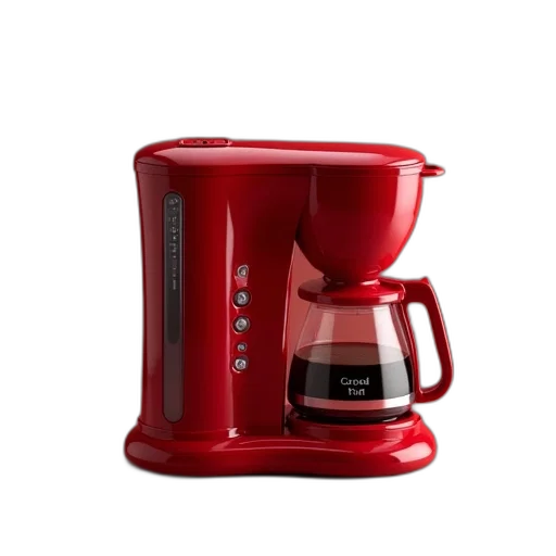 robot, 3d render, red, coffee, maker, two, espressers, connected transparent PNG cut-out