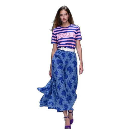dress, blue, colorful, monochrome, young, woman, walking, down transparent PNG cut-out