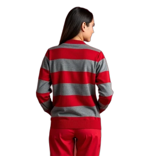 jacket, dress, 3d render, red, monochrome, grey, striped, long-sleeve transparent PNG cut-out