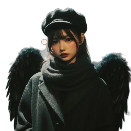 hat, jacket, face, mask, photorealistic, fantasy art, anime, concept art transparent PNG cut-out