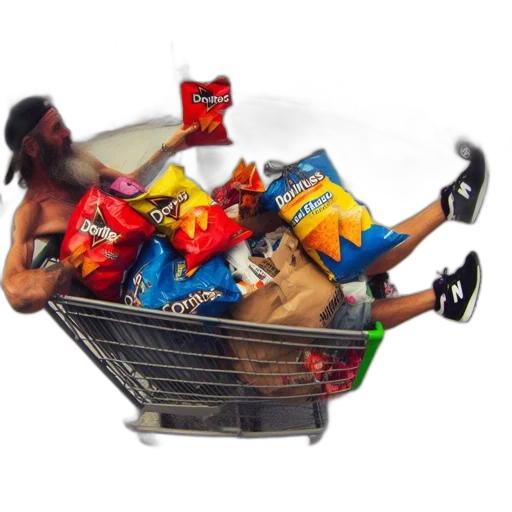 food, furniture, man, beard, cap, sits, curb, beside transparent PNG cut-out