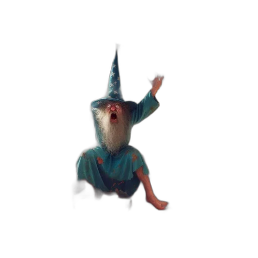 creature, staff, dragon, hat, 3d render, concept art, fantasy art, pixel art transparent PNG cut-out