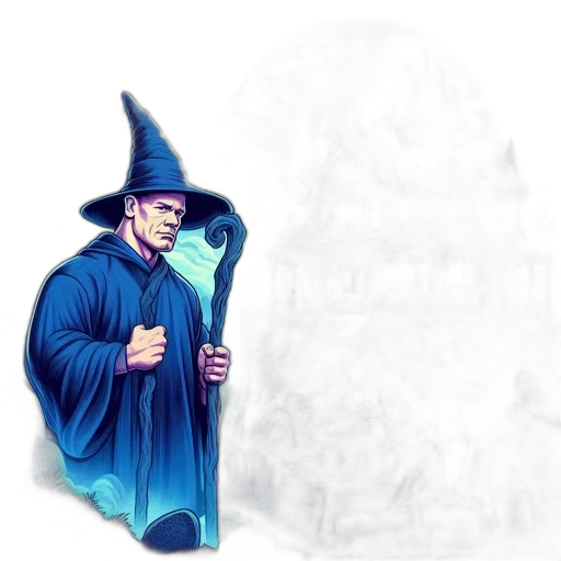 staff, hat, jacket, mask, concept art, fantasy art, pixel art, photorealistic transparent PNG cut-out