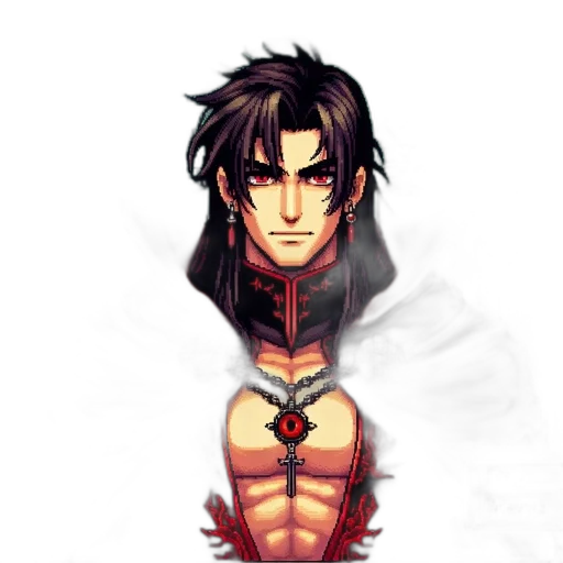 pixel art, fantasy art, concept art, anime, red, dark, video, game transparent PNG cut-out