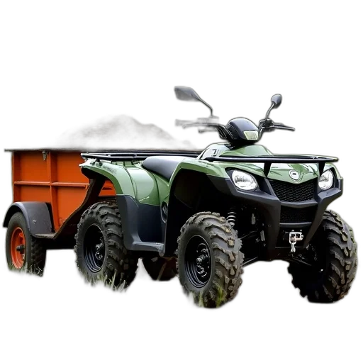 rugged, all-terrain, vehicle, atv, parked, dirt, road, small transparent PNG cut-out