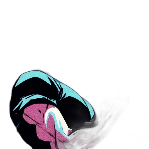 mask, hair, creature, robot, concept art, comic book art, anime, vaporwave transparent PNG cut-out