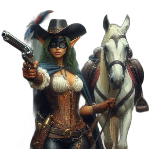 weapon, staff, hat, fantasy art, concept art, comic book art, photorealistic, elf-like transparent PNG cut-out