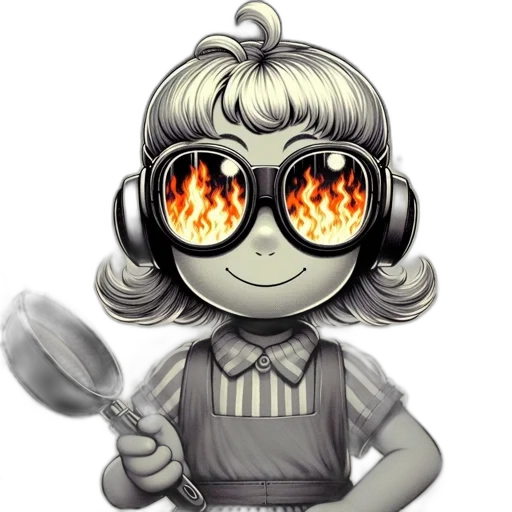 staff, mask, face, cartoon, pixel art, concept art, comic book art, fire transparent PNG cut-out