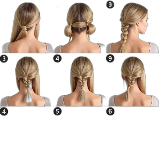 hair, series, images, showing, woman, being, styled, into transparent PNG cut-out