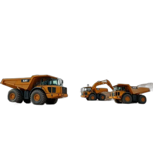 3d render, concept art, photorealistic, construction, site, multiple, dump, trucks transparent PNG cut-out
