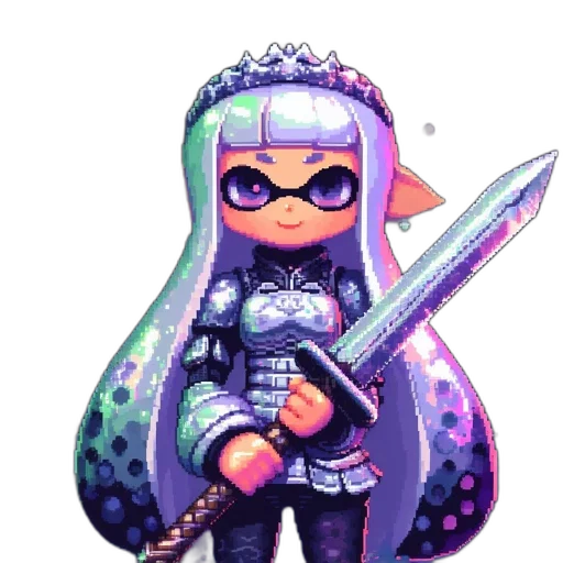 weapon, staff, sword, animal, pixel art, vaporwave, watercolor, concept art transparent PNG cut-out