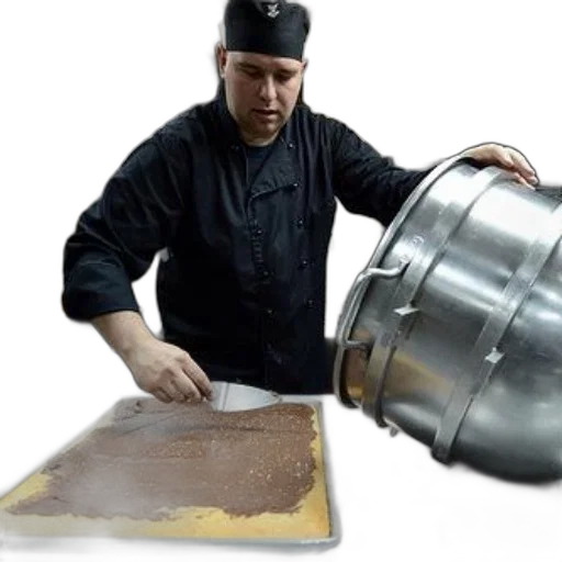 staff, food, weapon, umbrella, chef, black, uniform, spreading transparent PNG cut-out
