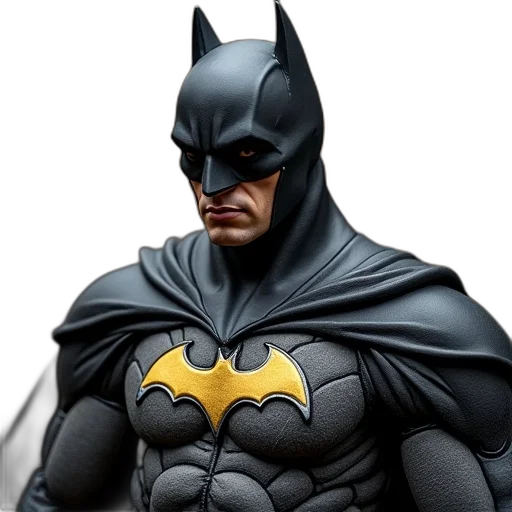 comic book art, 3d render, concept art, photorealistic, batman, cake, bat, cape transparent PNG cut-out