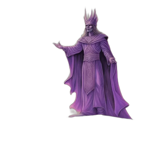 concept art, 3d render, fantasy art, regal, figure, purple, robe, crown transparent PNG cut-out