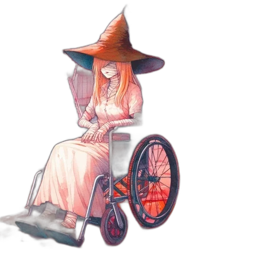 dress, hat, staff, creature, concept art, watercolor, fantasy art, pixel art transparent PNG cut-out