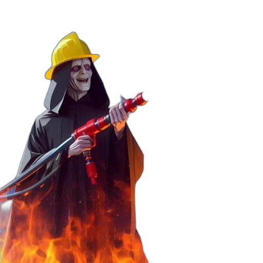 staff, weapon, jacket, sword, concept art, 3d render, fire, nighttime transparent PNG cut-out