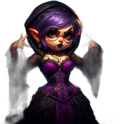 dress, staff, fantasy art, concept art, 3d render, pixel art, dark, whimsical transparent PNG cut-out