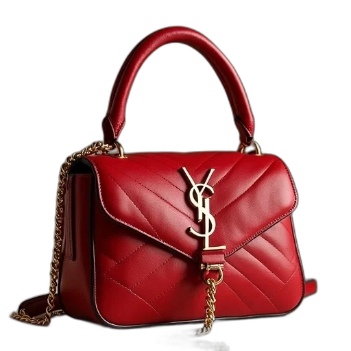 red, small, saint, laurent, lou, bag transparent PNG cut-out
