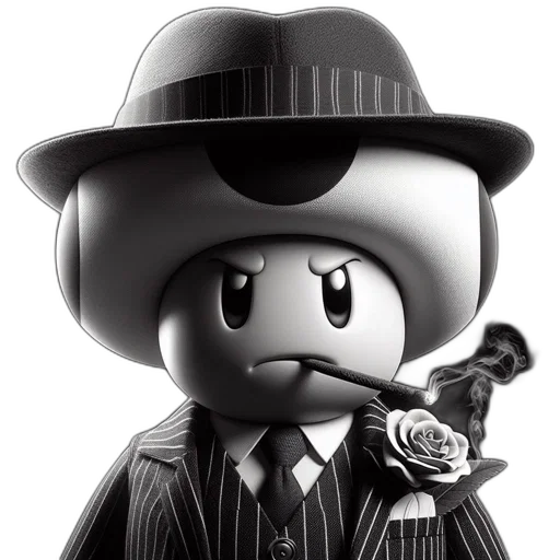 hat, robot, staff, cartoon, pixel art, comic book art, concept art, monochrome transparent PNG cut-out