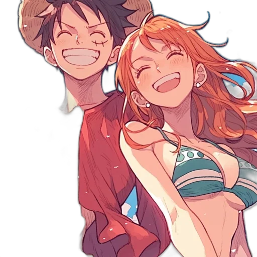 anime, comic book art, watercolor, cartoon, underwater, colorful, red, two transparent PNG cut-out