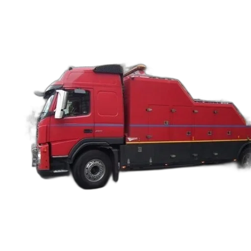 3d render, red, truck, parked, street, front, building, many transparent PNG cut-out