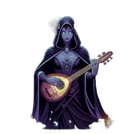 concept art, fantasy art, pixel art, watercolor, dark, enigmatic, woman, cloak transparent PNG cut-out