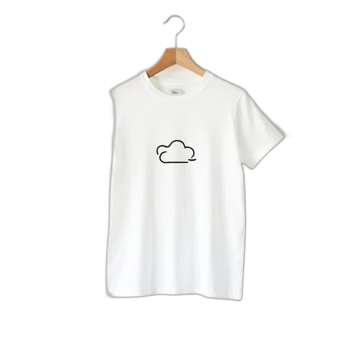 dress, white, t-shirt, small, simple, cloud, design, front transparent PNG cut-out