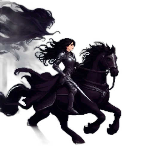 dragon, fantasy art, concept art, comic book art, pixel art, dark, female, warrior transparent PNG cut-out