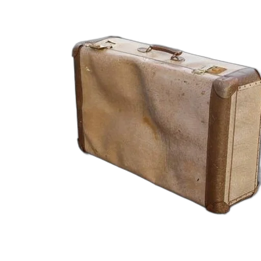 furniture, earth tones, worn-out, beige, suitcase, brown, corners, handles transparent PNG cut-out