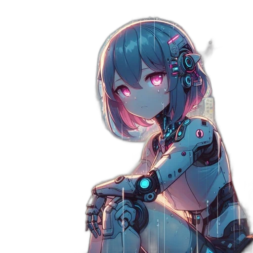 robot, weapon, dress, sword, cyberpunk, anime, pixel art, concept art transparent PNG cut-out