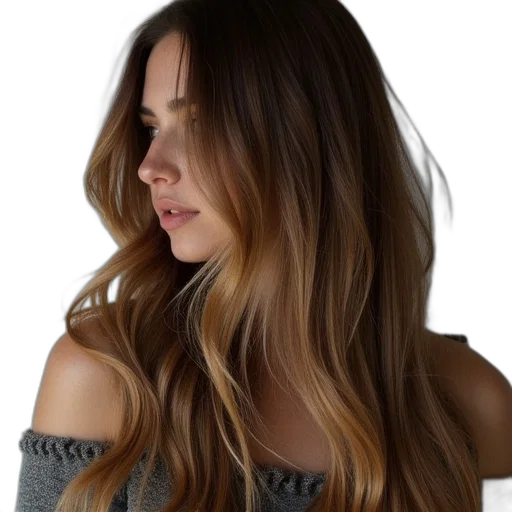 hair, face, dress, staff transparent PNG cut-out