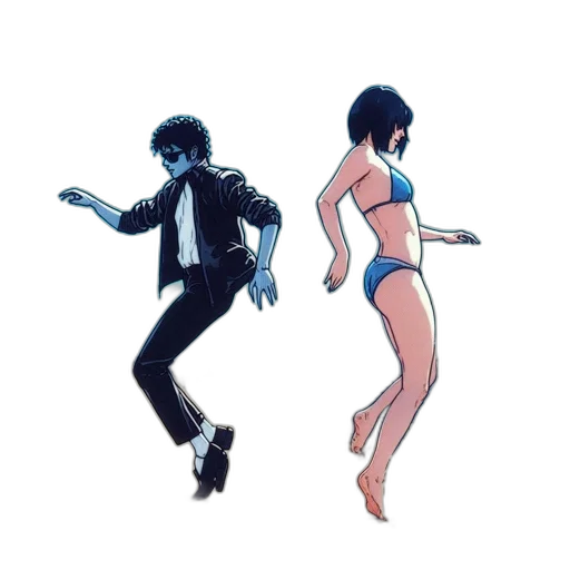 concept art, comic book art, cartoon, pixel art, blue, two, animated, characters transparent PNG cut-out