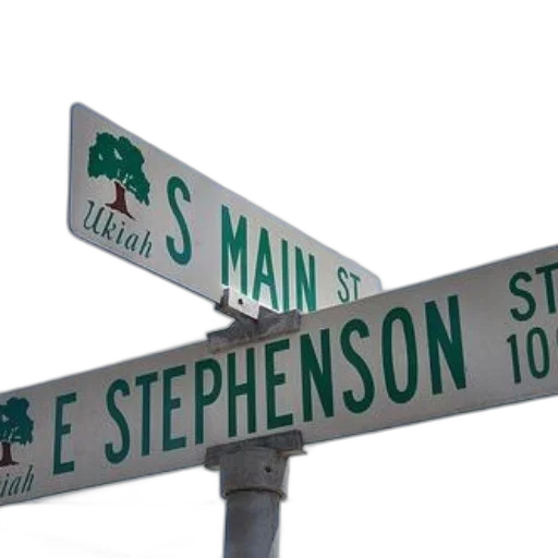 3d render, city street, street, signs, intersection, main, stephenson, ukiah transparent PNG cut-out
