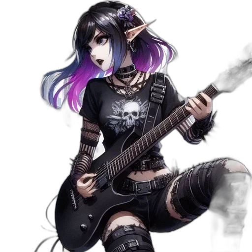 weapon, fantasy art, concept art, pixel art, anime, dark, female, animated transparent PNG cut-out