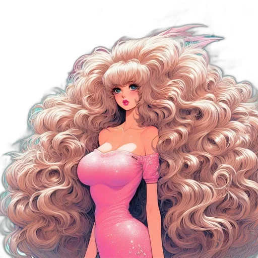 hair, dress, fantasy art, comic book art, cartoon, concept art, pastel, confident transparent PNG cut-out