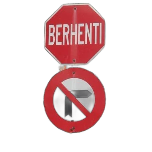 3d render, stop, sign, word, berhenti, written, white, letters transparent PNG cut-out