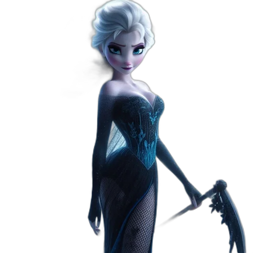 dress, staff, concept art, fantasy art, comic book art, cartoon, blue, dark transparent PNG cut-out