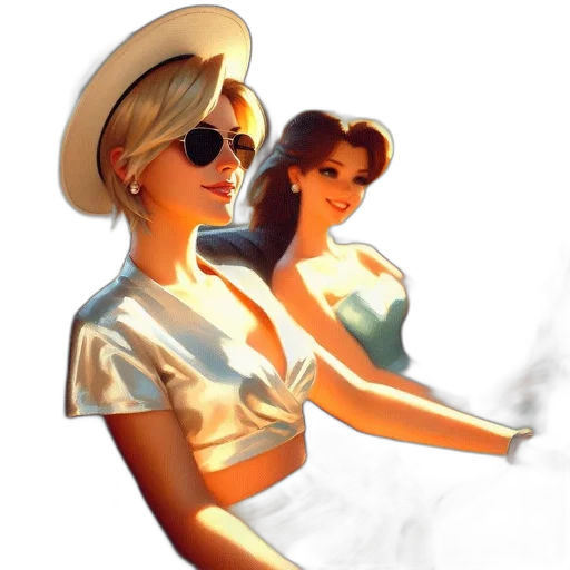 hat, dress, photorealistic, concept art, oil painting, 3d render, fire, neon lights transparent PNG cut-out
