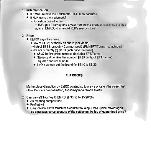 document, titled, indemnification, discusses, potential, reaction, rjr, emro transparent PNG cut-out