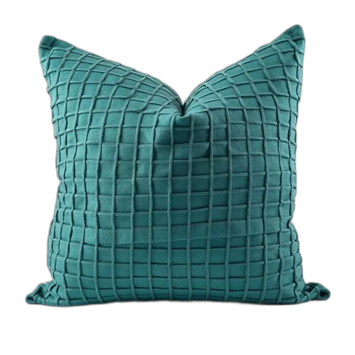 furniture, 3d render, green, blue, teal, pillow, woven, pattern transparent PNG cut-out