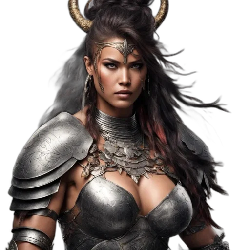dragon, fantasy art, concept art, comic book art, photorealistic, woman, warrior, attire transparent PNG cut-out