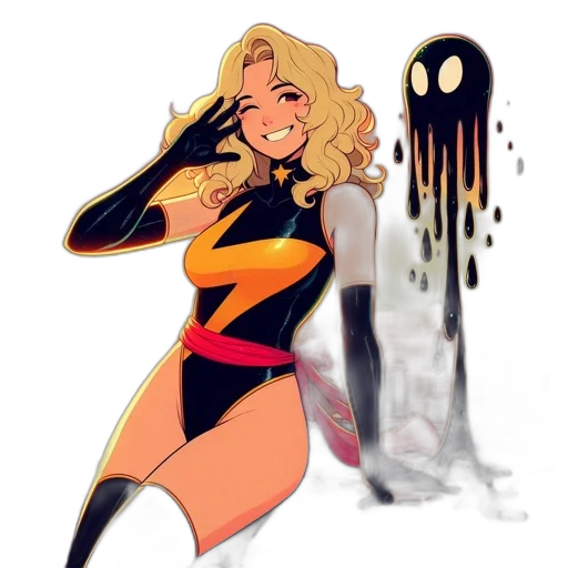 comic book art, concept art, cartoon, watercolor, underwater, fire, neon lights, golden transparent PNG cut-out
