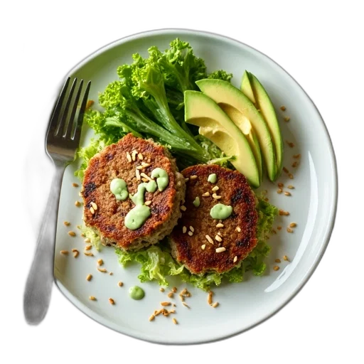 food, plate, variety, ingredients, including, avocado, lettuce, meat transparent PNG cut-out