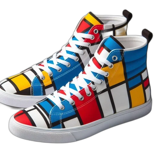 shoes, 3d render, colorful, these, high-top, sneakers, feature, geometric transparent PNG cut-out