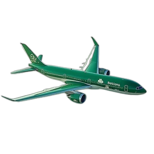 3d render, green, boeing, jet transparent PNG cut-out